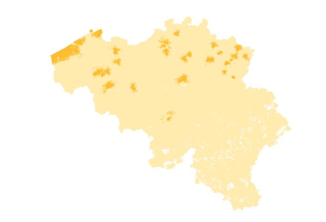 Carte de couverture 5G Base et Telenet avec les zones 5G mises en avant